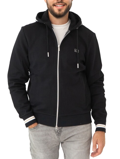 SUN68 HERITAGE Felpa full zip con cappuccio nero - Felpe Uomo