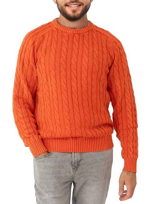 SUN68 VINTAGE Maglione girocollo a trecce geranio - Maglie Uomo