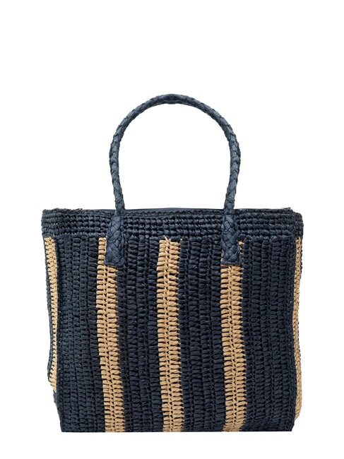 SUN68 RAFIA Borsa mare in rafia navy blue/bianco panna - Borse Donna