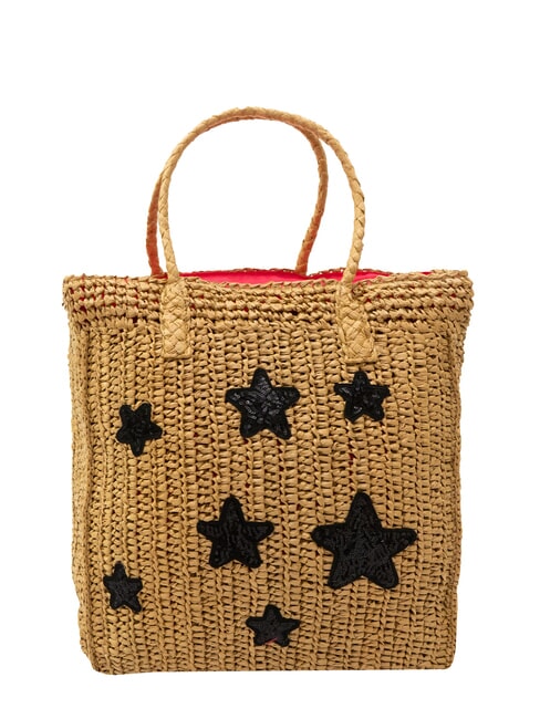 SUN68 RAFIA Borsa mare in rafia sabbia/ciclamono - Borse Donna