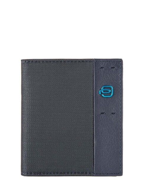 PIQUADRO P16 Portacarte in pelle e tessuto blu - Portafogli Uomo