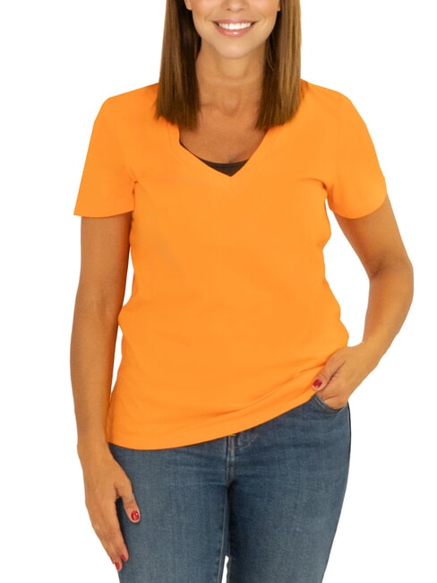 T-shirt Color Fango In Misto Viscosa Con Scollo Tondo E Maniche A Tre Quarti Hlo T-shirt Color Fango In Misto Viscosa Con Scollo Tondo E Maniche A Tre Quarti Hlo