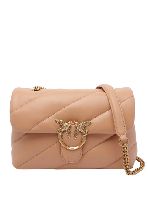 PINKO CLASSIC LOVE PUFF Borsa in pelle nappa rosa toast-antique gold - Borse Donna