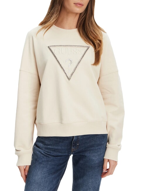 GUESS RACHELE TRIANGLE Felpa in cotone vanilla blush - Felpe Donna