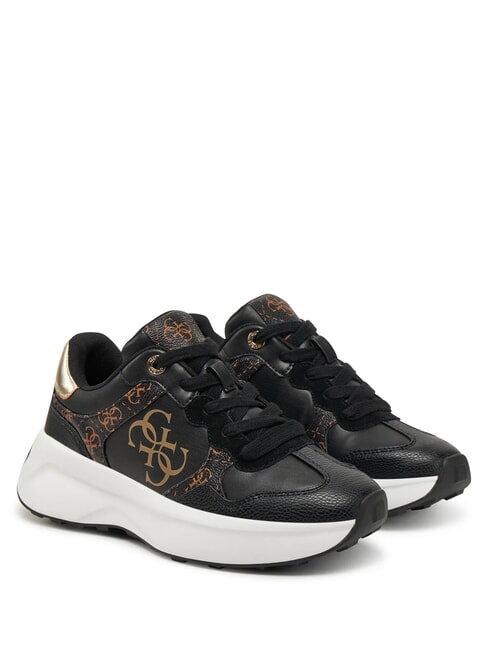 GUESS LUCKEI Sneakers  BLACK BROWN - Scarpe Donna