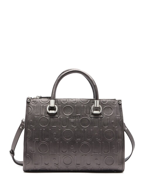 LIUJO MANHATTAN Borsa satchel media con logo antracite met. - Borse Donna