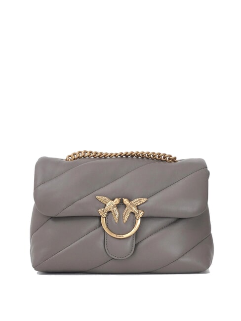 PINKO CLASSIC LOVE PUFF Borsa in pelle nappa grigio asfalto 1 - antique gol - Borse Donna