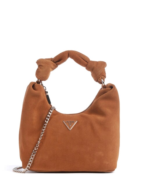 GUESS ISOTTA Borsa in pelle suede con catena COGNAC - Borse Donna