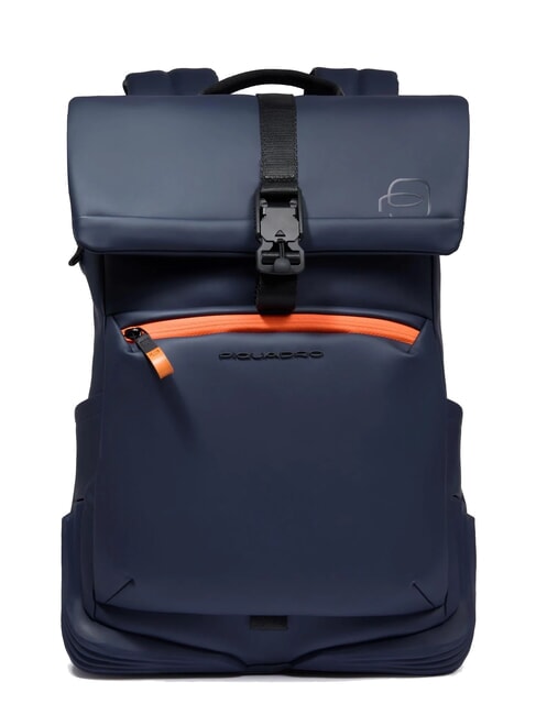 PIQUADRO CORNER SPECIALE GOMMATO Zaino roll-top, porta pc 14" blu - Zaini da lavoro porta PC