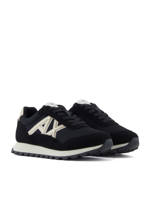 ARMANI EXCHANGE DROP MICROSUEDE Sneakers con logo laterale black/pale gold - Scarpe Donna