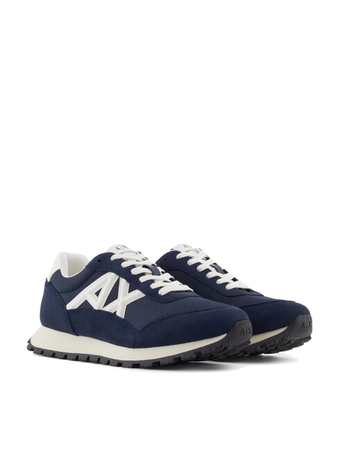 ARMANI EXCHANGE DROP MICROSUEDE Sneakers con logo a contrasto navy+off white - Scarpe Uomo