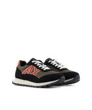 ARMANI EXCHANGE DROP MICROSUEDE Sneakers con logo a contrasto black+olive night+pumpkin - Scarpe Uomo - 1