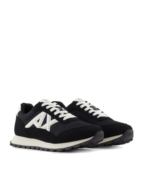 ARMANI EXCHANGE DROP MICROSUEDE Sneakers con logo a contrasto black + off white - Scarpe Uomo