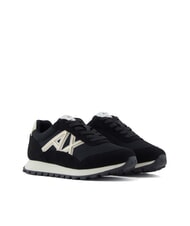 ARMANI EXCHANGE DROP MICROSUEDE Sneakers con logo laterale black/pale gold - Scarpe Donna - 1