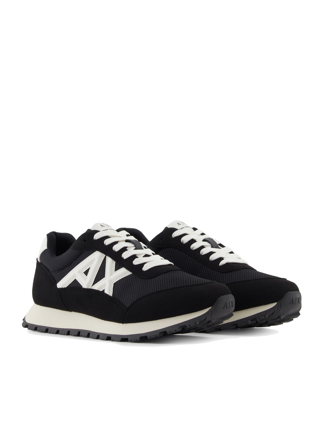Armani Exchange Drop Microsuede Sneakers Con Logo A Contrasto Black + Off  White - Acquista A Prezzi Outlet!