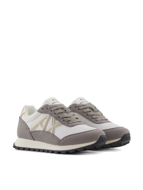 ARMANI EXCHANGE DROP MICROSUEDE Sneakers con logo laterale brown bass+off white - Scarpe Donna