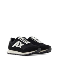 ARMANI EXCHANGE DROP MICROSUEDE Sneakers con logo a contrasto black + off white - Scarpe Uomo - 1