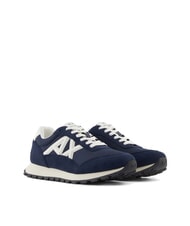 ARMANI EXCHANGE DROP MICROSUEDE Sneakers con logo a contrasto navy+off white - Scarpe Uomo - 1