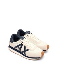 ARMANI EXCHANGE ROYALE SUEDE AIR MESH Sneakers in pelle AX logo off white+navy - Scarpe Uomo - 1