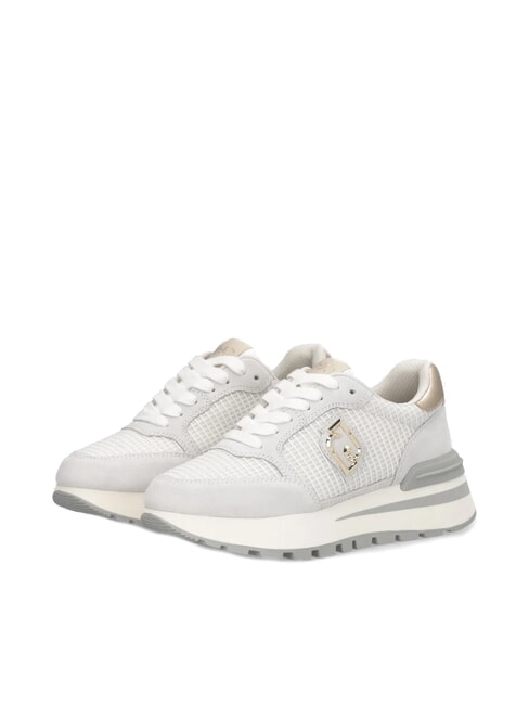 LIUJO AMAZING 25 Sneakers in suede e mesh off white/light gold - Scarpe Donna