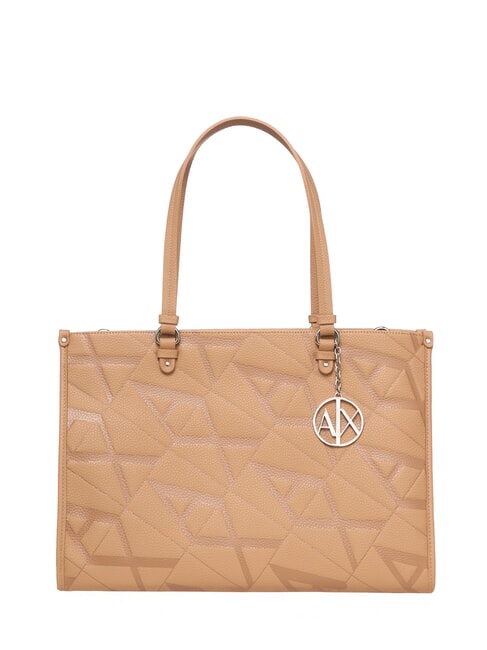 ARMANI EXCHANGE GYNGER Borsa a spalla stampa logo all over camel rose/camel rose - Borse Donna