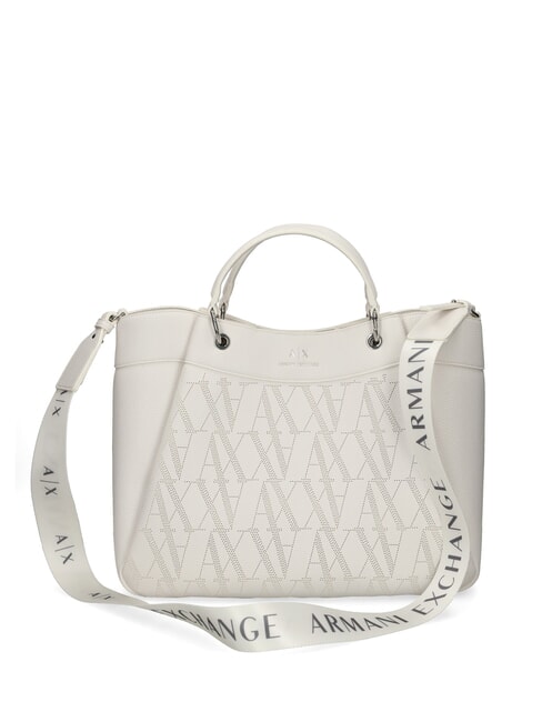 ARMANI EXCHANGE WAVE Borsa a mano grande traforata brilliant white - Borse Donna