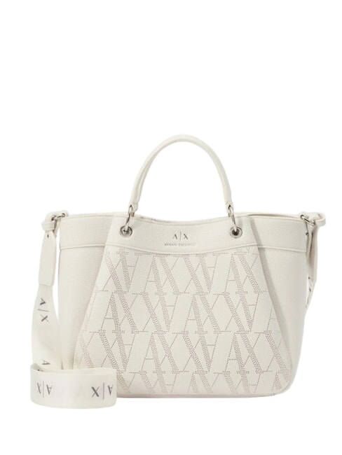 ARMANI EXCHANGE WAVE Borsa media traforata con tracolla brilliant white - Borse Donna