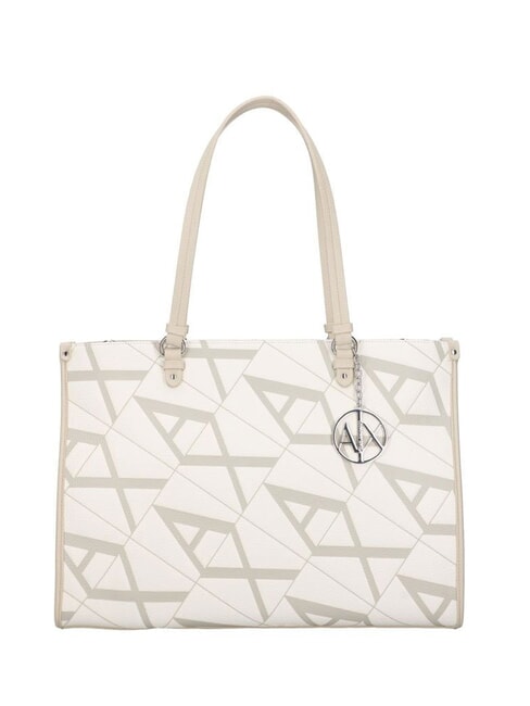 ARMANI EXCHANGE GYNGER Borsa a spalla stampa logo all over white/valley - Borse Donna