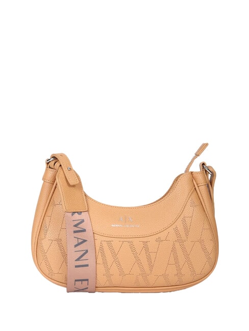 ARMANI EXCHANGE WAVE Borsa media traforata a tracolla camel rose - Borse Donna