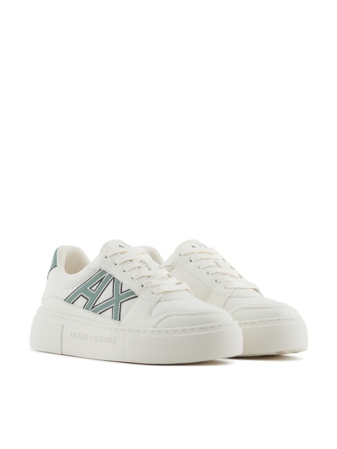 ARMANI EXCHANGE A|X Sneakers con logo a contrasto off wht+dark fr.grn - Scarpe Donna