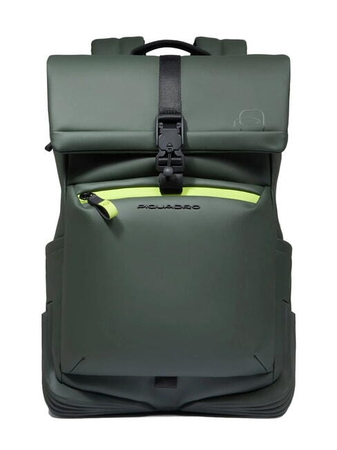 PIQUADRO CORNER SPECIALE GOMMATO Zaino roll-top, porta pc 14" VERDE - Zaini da lavoro porta PC