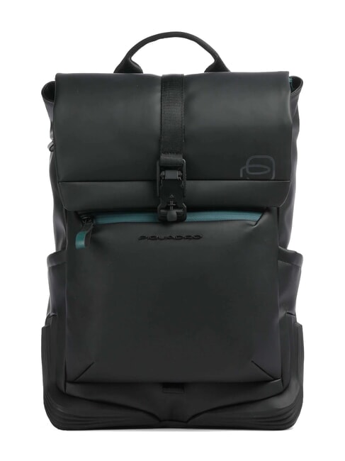 PIQUADRO CORNER SPECIALE GOMMATO Zaino roll-top, porta pc 14" Nero - Zaini da lavoro porta PC
