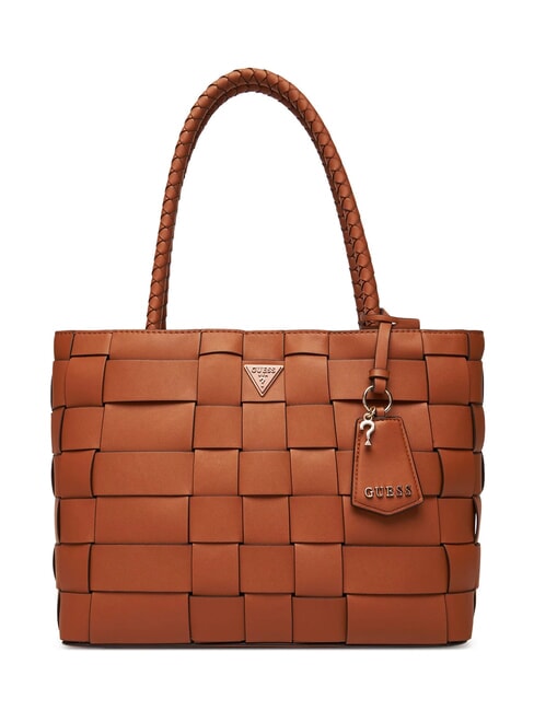 GUESS MAYLEE Borsa shopping intrecciata caramel - Borse Donna