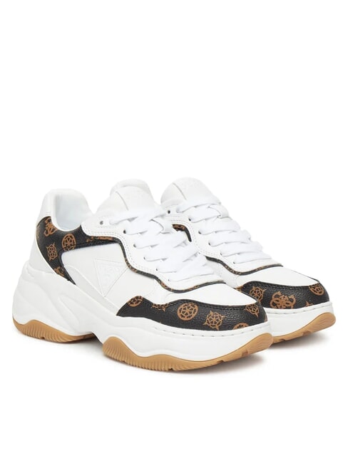 GUESS HAPYY3 Sneakers con inserti peony logo White/Brown - Scarpe Donna