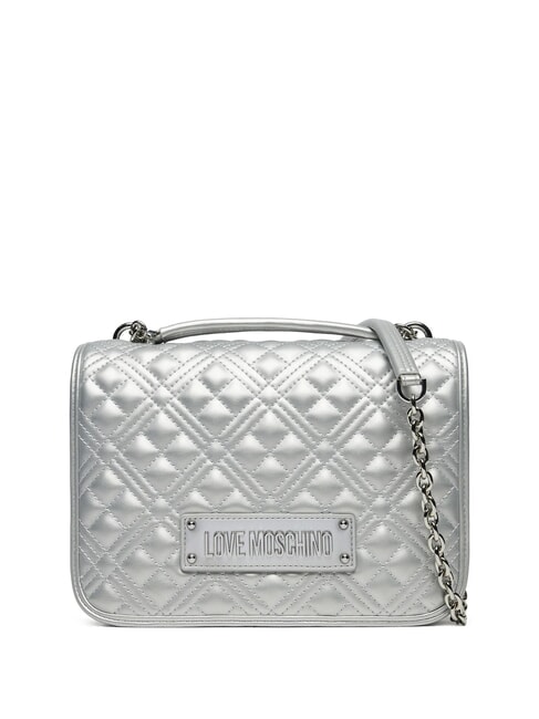 LOVE MOSCHINO BOLD LOVE Borsa a spalla con manici catena silver - Borse Donna