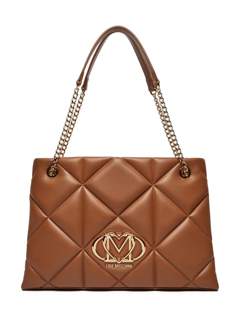 LOVE MOSCHINO GEOMETRIC Borsa a spalla manici catena cammello - Borse Donna