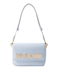 LOVE MOSCHINO LAMINATED BOLD LOVE Borsa a spalla con flap Azzurro chiaro - Borse Donna - 1