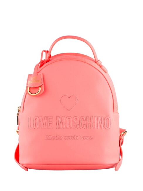 LOVE MOSCHINO LOVE EMBOSSED Zaino con logo impunturato corallo - Borse Donna