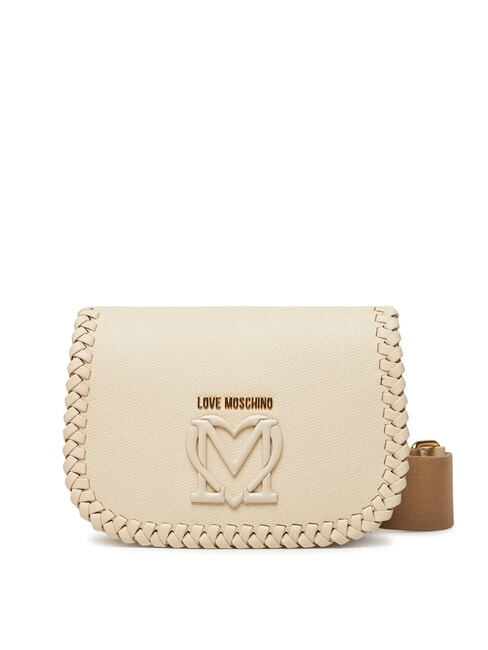 LOVE MOSCHINO BRAIDED Borsa a tracolla con flap avorio - Borse Donna