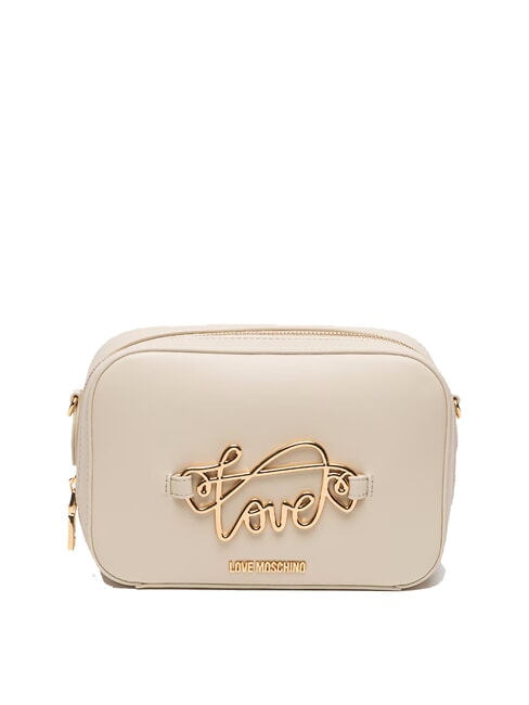 LOVE MOSCHINO CURSIVE LOGO Borsa camera case a tracolla avorio - Borse Donna