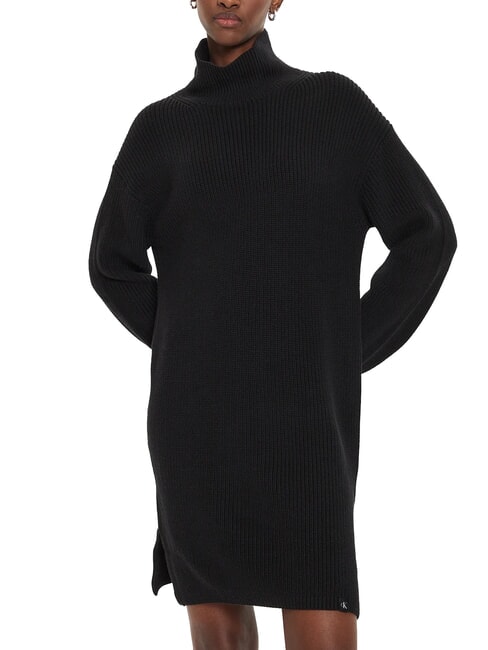 CALVIN KLEIN CK JEANS Vestito a dolcevita corto oversize ck black - Vestiti Donna