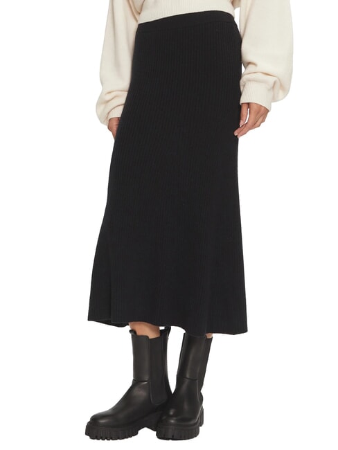 CALVIN KLEIN CK Gonna midi scampanata a coste ck black - Gonne Donna