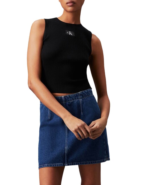 CALVIN KLEIN CK JEANS Canottiera a costine ck black - T-shirt e Top Donna