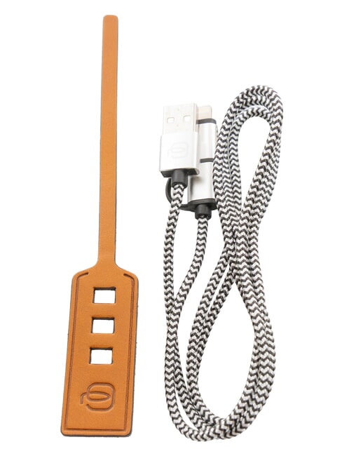 PIQUADRO BAGMOTIC Fascetta fermacavo in pelle con cavo usb cuoio/rosso - Accessori Viaggio