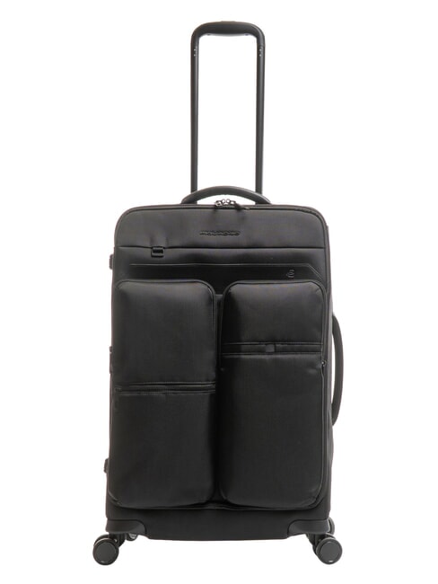 PIQUADRO X19 Trolley medio con tasche Nero - Trolley Semirigidi
