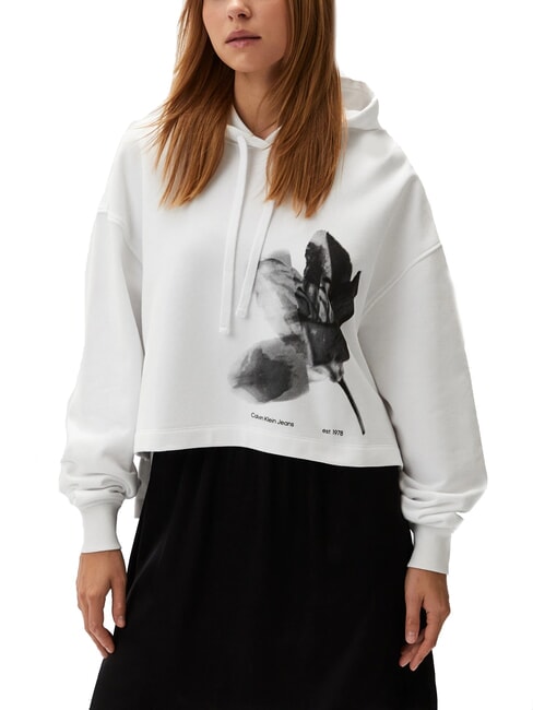 CALVIN KLEIN CK JEANS Felpa con cappuccio e stampa bright white - Felpe Donna