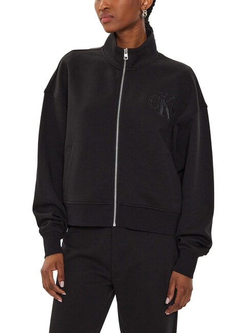 CALVIN KLEIN CK JEANS Felpa a collo alto full zip ck black - Felpe Donna