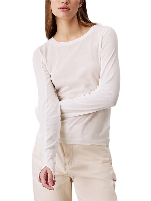 CALVIN KLEIN CK JEANS Maglia in cotone a girocollo ivory - Maglie Donna