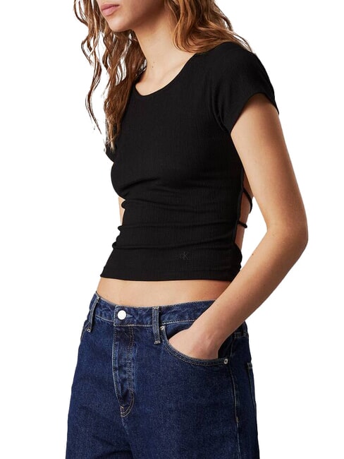 CALVIN KLEIN CK JEANS T-shirt con schiena nuda e incrocio ck black - T-shirt e Top Donna