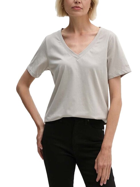 CALVIN KLEIN CK T-shirt a maniche corte scollo a V sand pebble - T-shirt e Top Donna